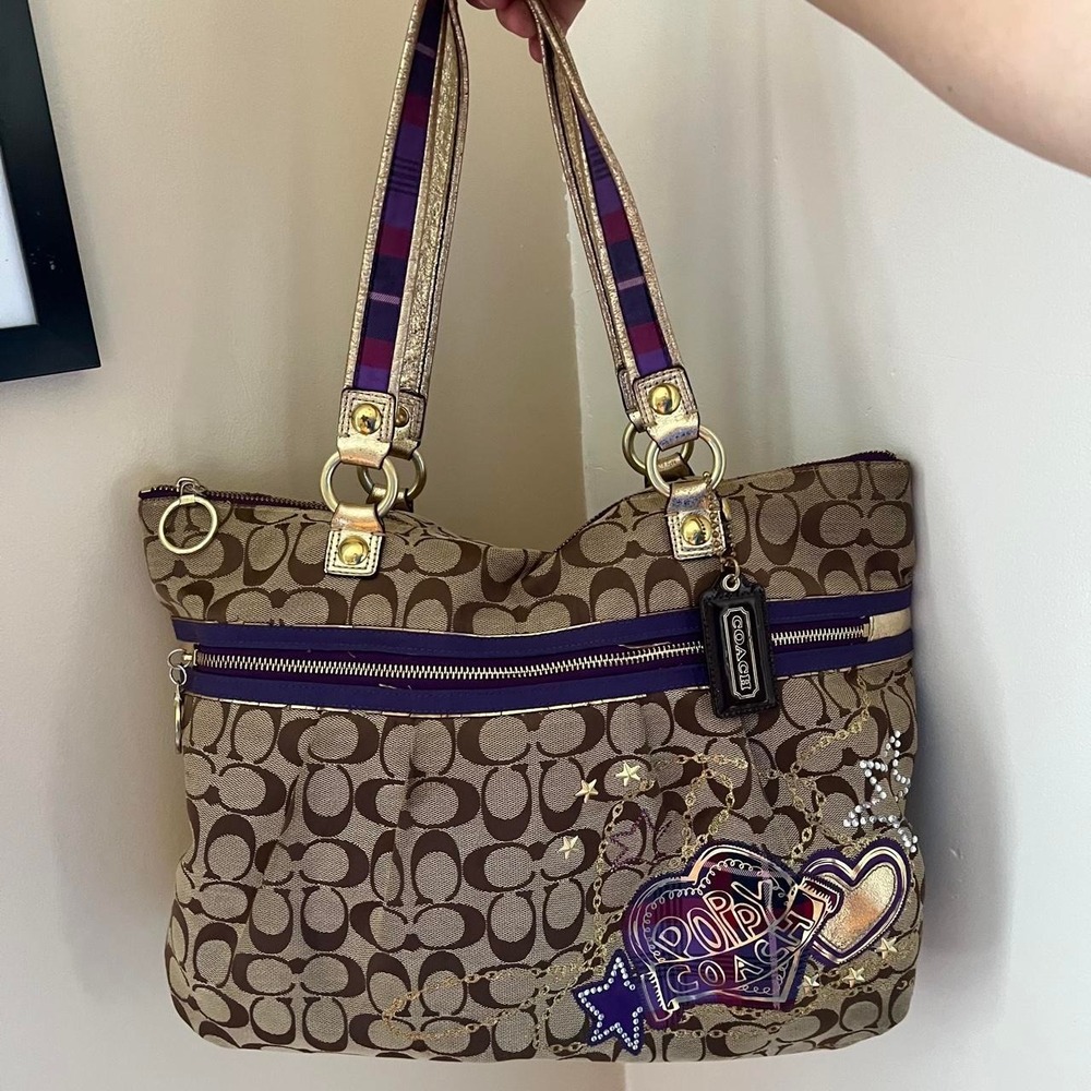 Y2K 2010s signature c monogram coach poppy glam tote shoulder bag / handbag